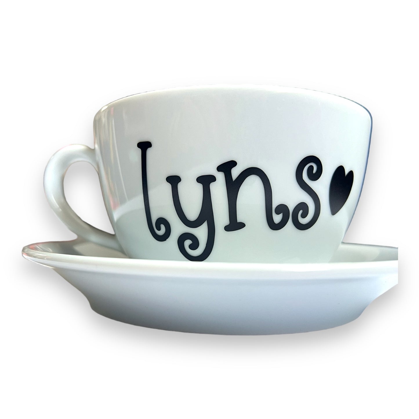 Personalised Heart Cappuccino Cup & Saucer