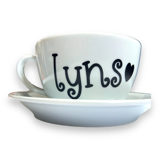 Personalised Heart Cappuccino Cup & Saucer