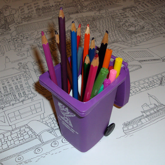 Purple Wheelie Bin desk tidy