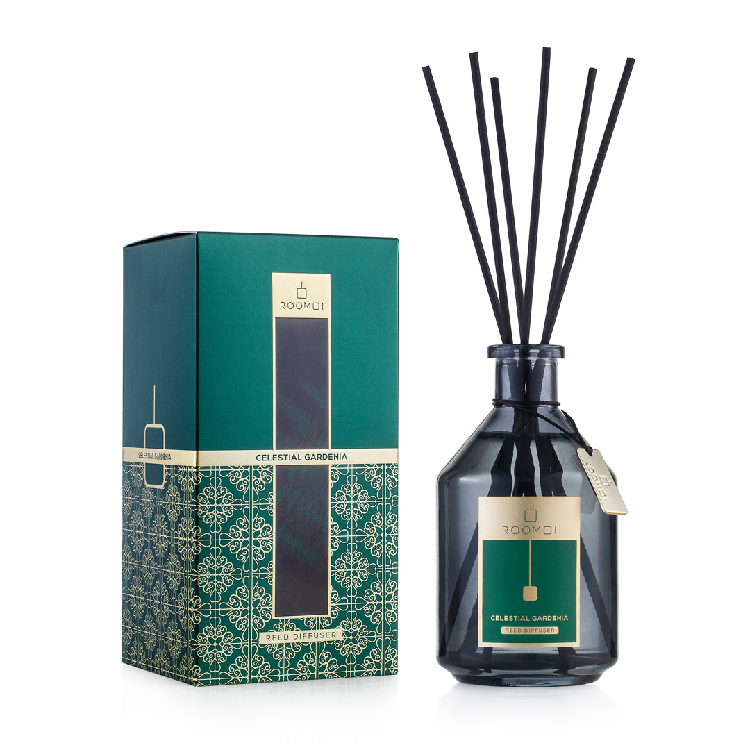 Roomoi Celestial Gardenia Italian reed diffuser 500ml citrus scent.