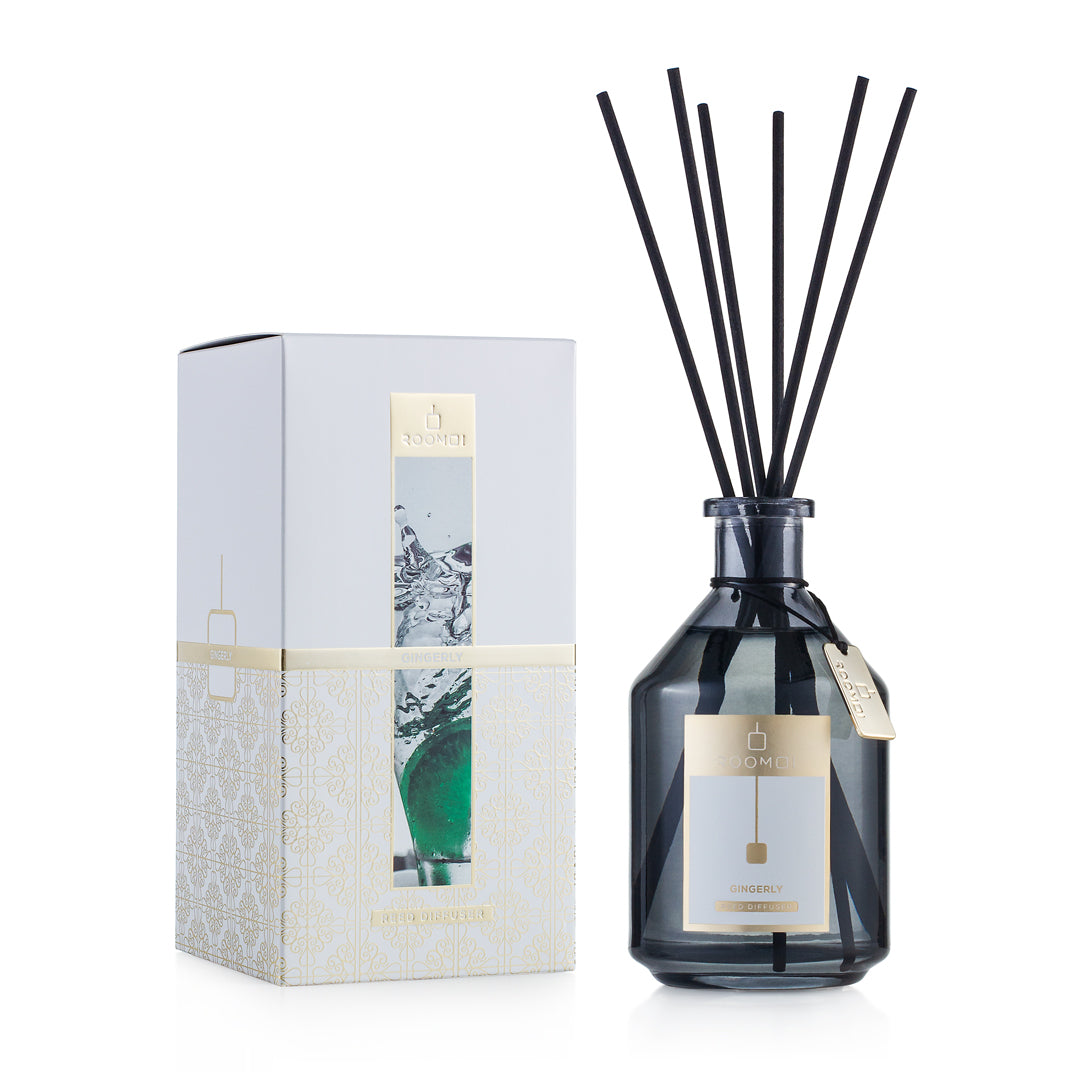 Roomoi Gingerly Italian reed diffuser 500ml lime and ginger scent.