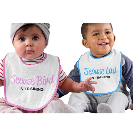 Load image into Gallery viewer, Scouse Bird &amp;amp; Scouse Lad In Training Baby Bibs
