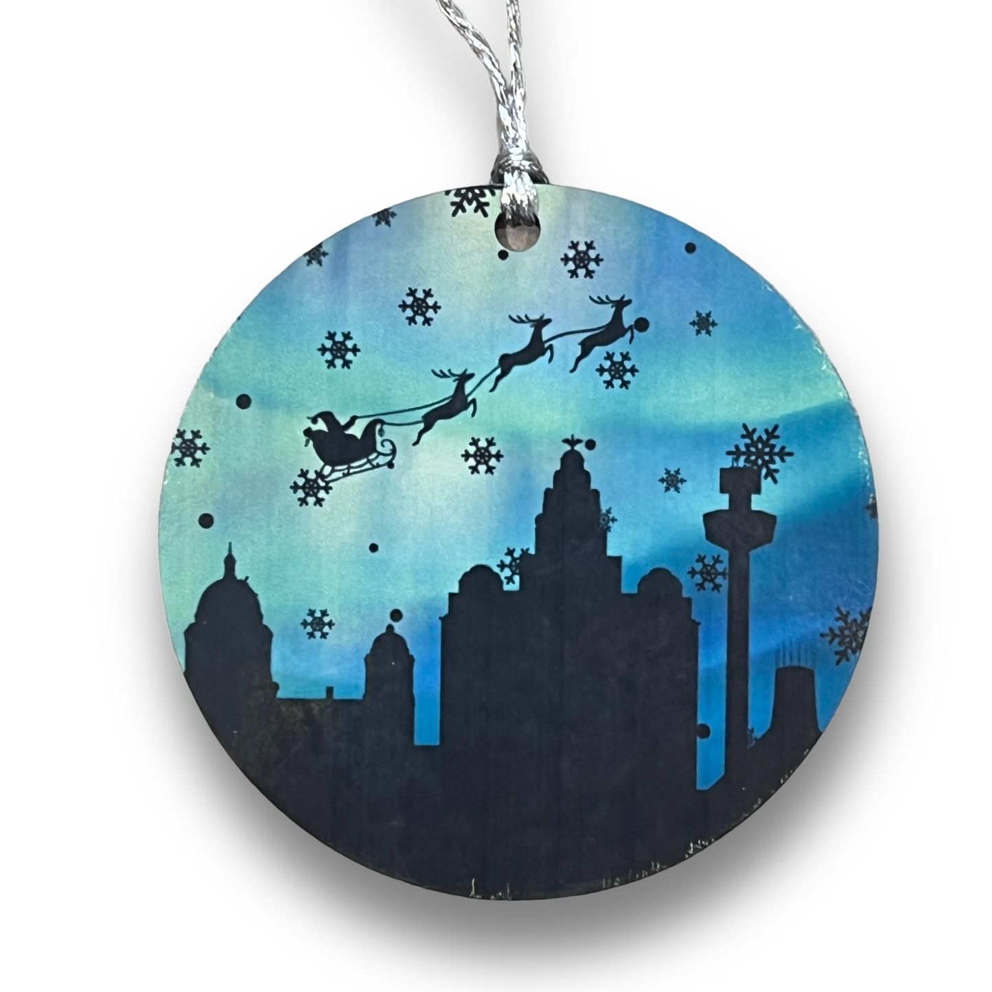 Father Christmas Liverpool Skyline Bauble Decoration