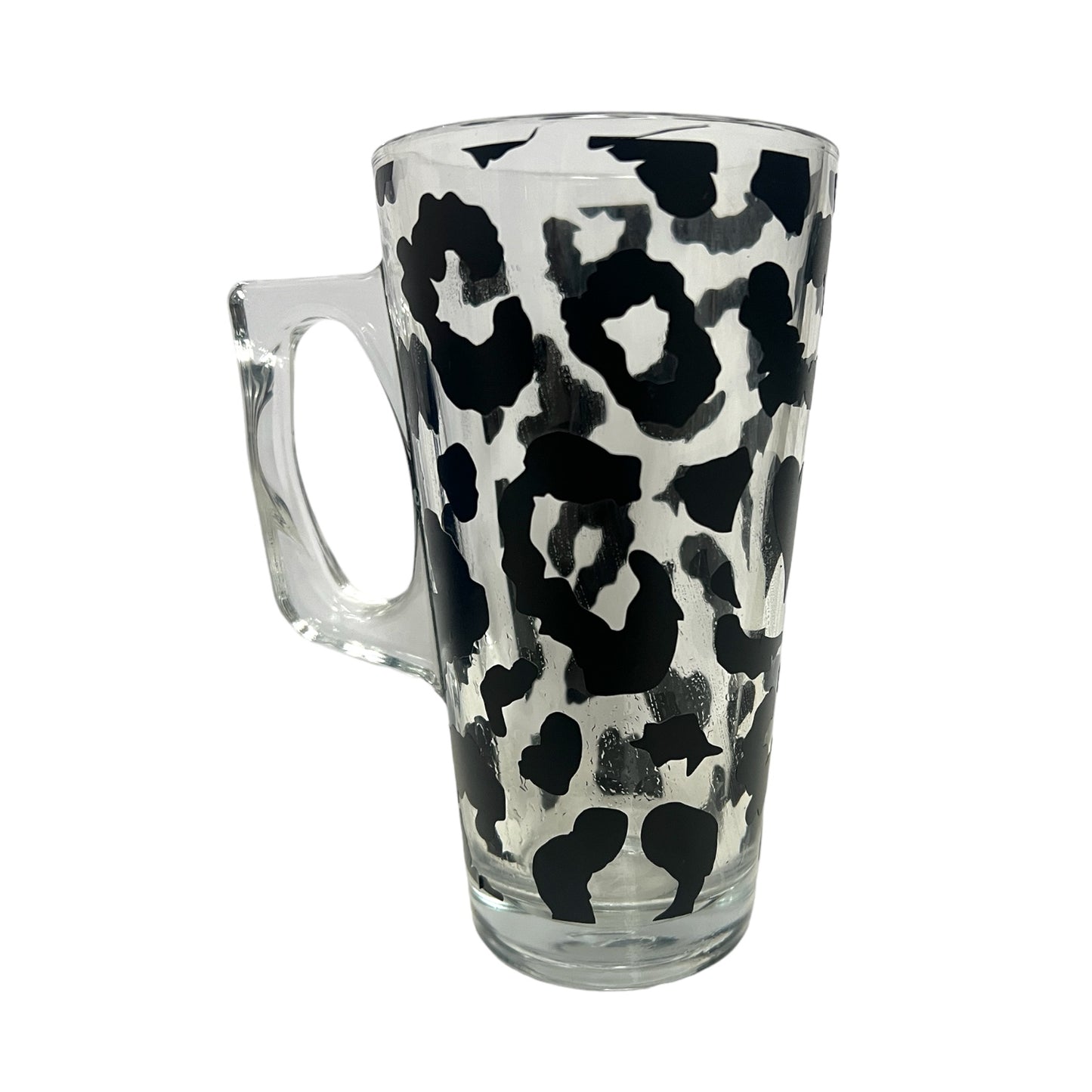 Leopard Print Latte Glass