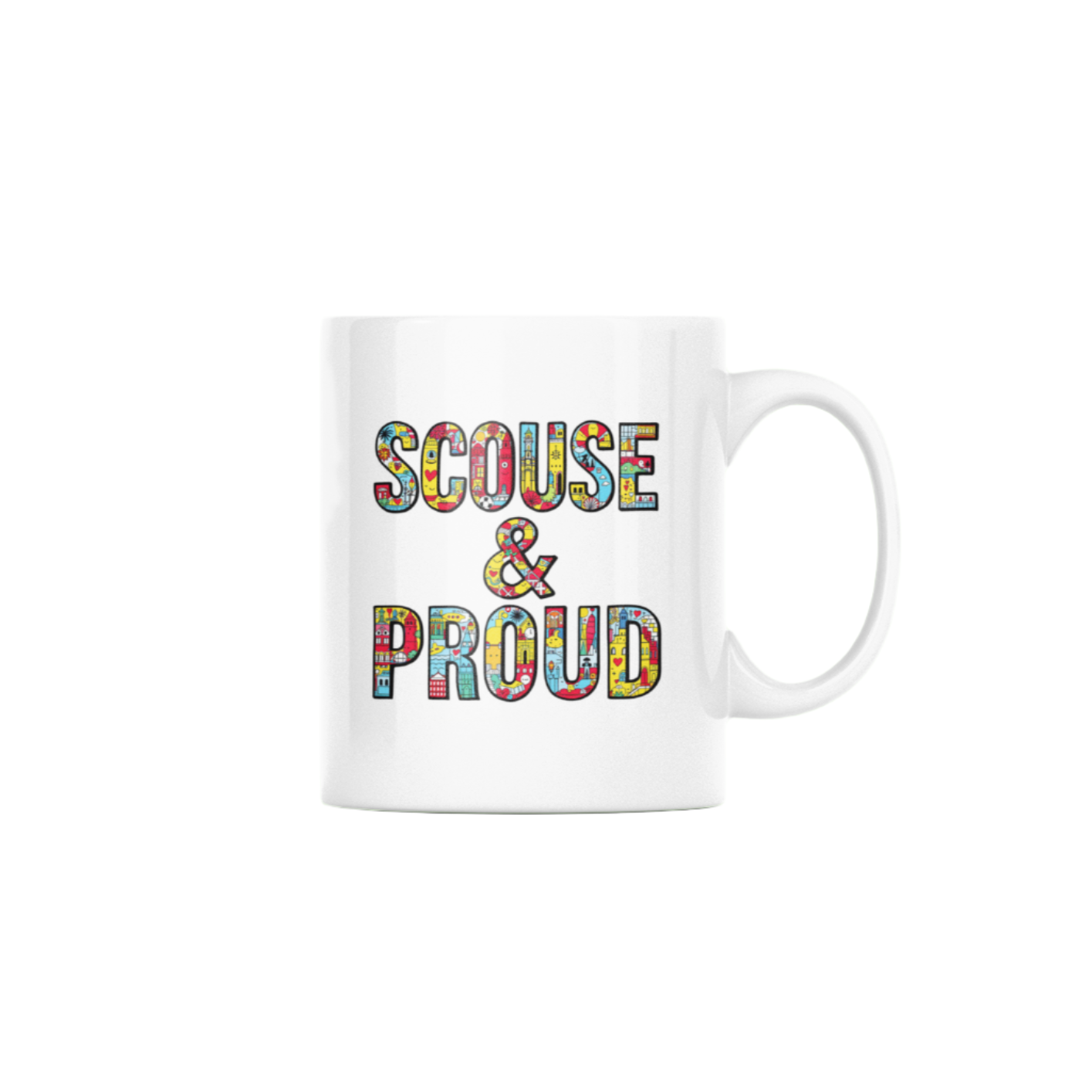Scouse & Proud Mug – bold ceramic mug celebrating Liverpool pride, perfect for everyday tea or coffee.