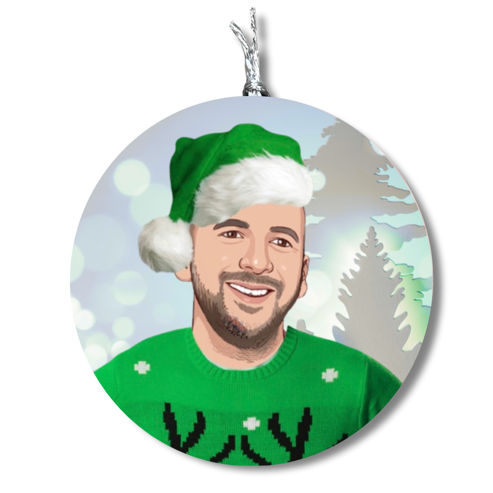 Zack Polanski Green Party hanging Christmas tree decoration with ribbon – funny political ornament.