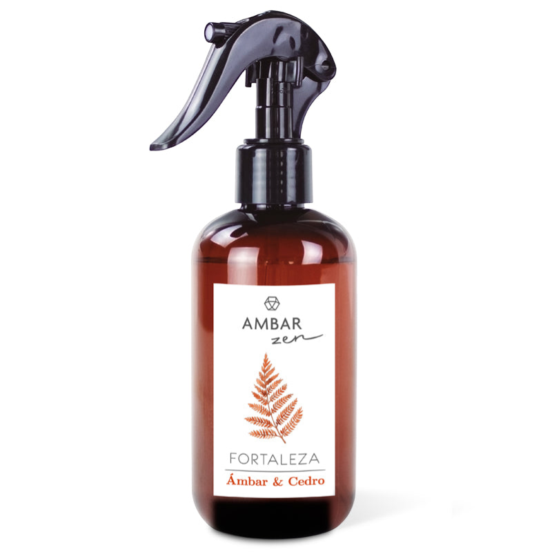 Ambar Zen Amber & Cedar air and fabric spray Spanish home fragrance bottle.