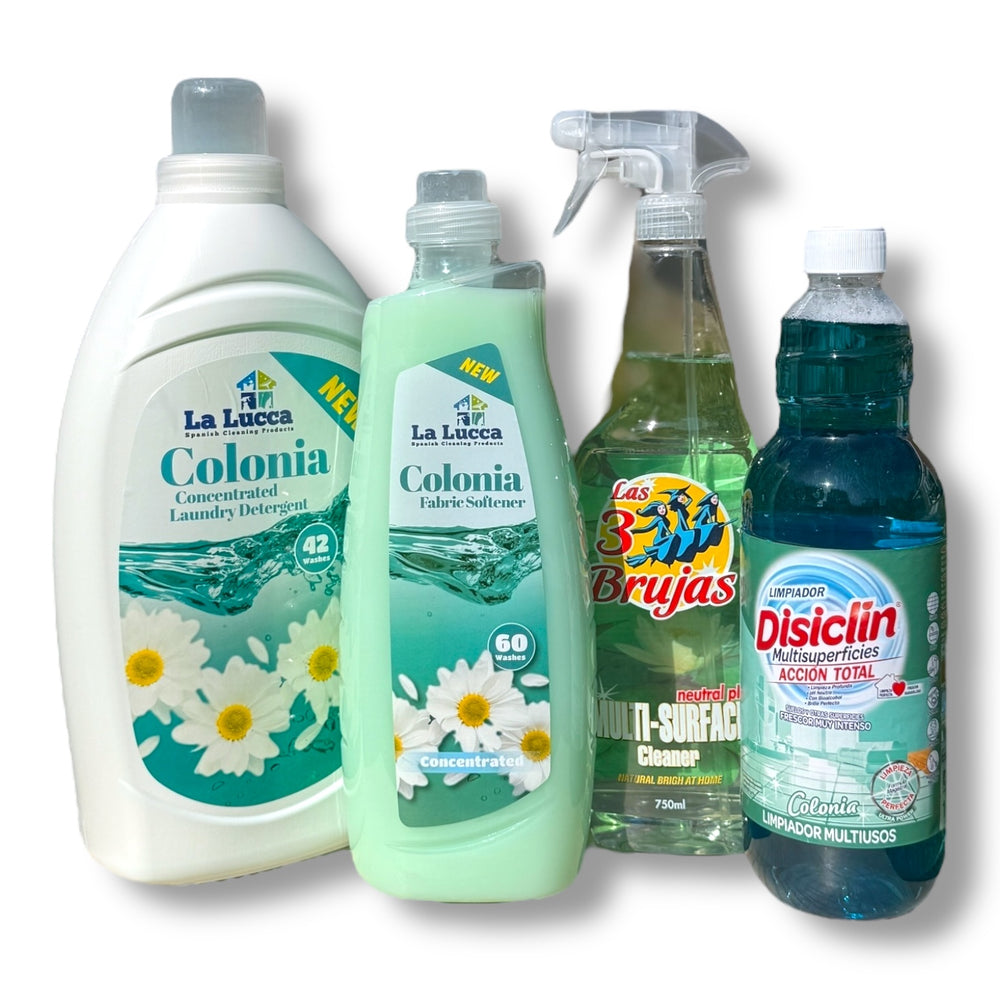 Green Spanish cleaning bundle with colonia freshness