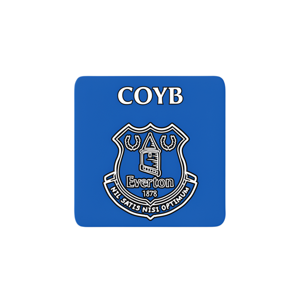 COYB Coaster – heat-resistant coaster with bold Come On You Blues Everton FC design.