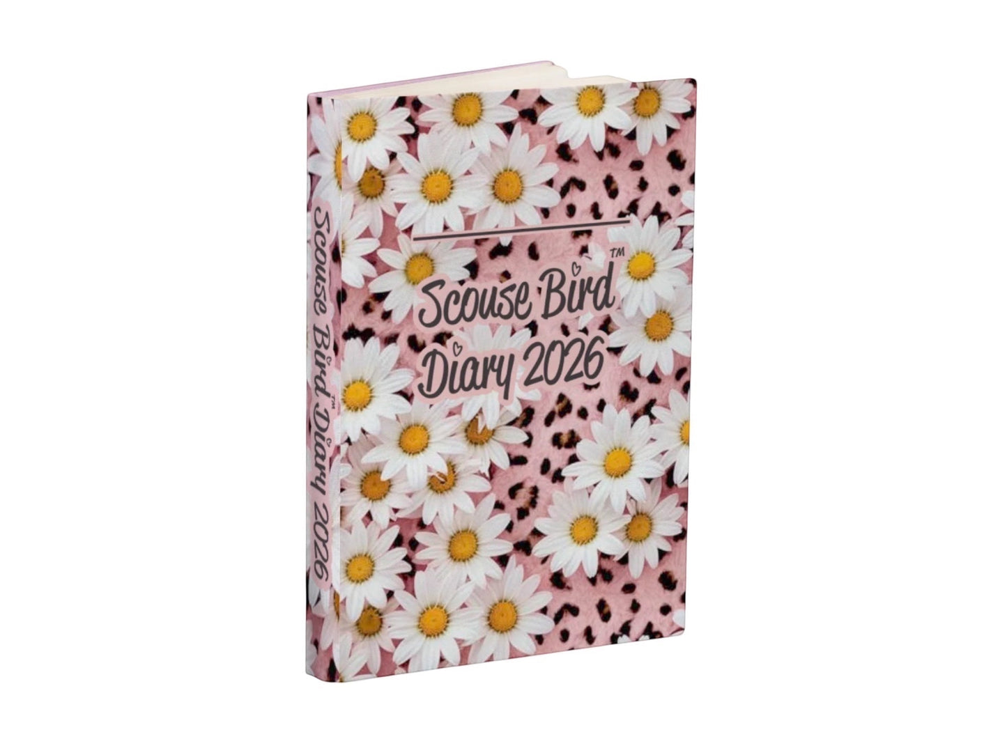 Diary with floral design and 'Scouse Bird Diary 2026' text on a white background