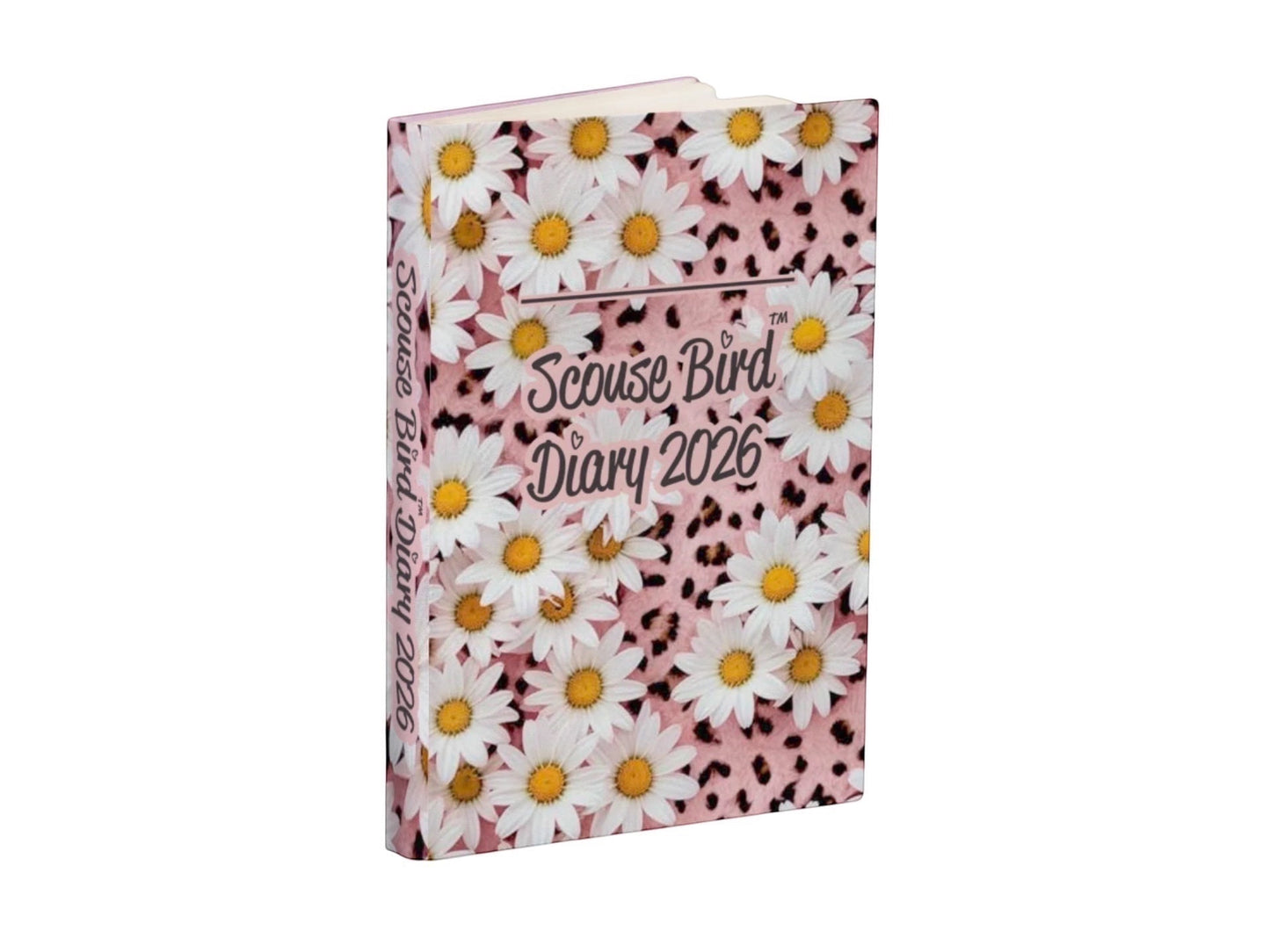Diary with floral design and 'Scouse Bird Diary 2026' text on a white background