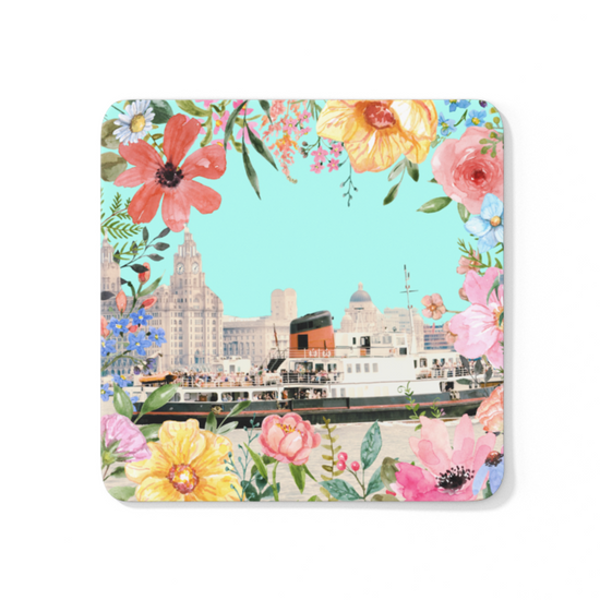 Retro Floral Mersey Ferry Coaster