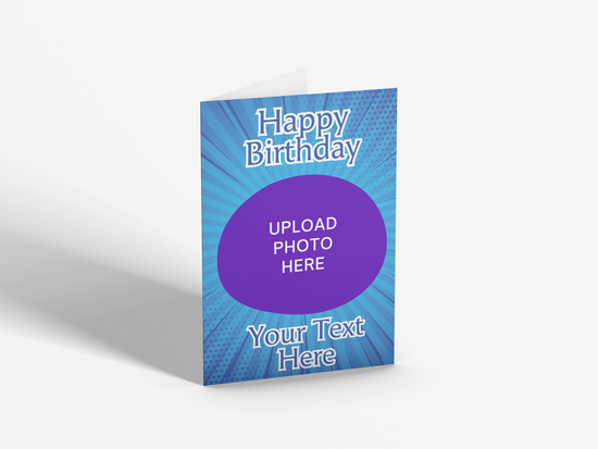 Custom Happy Birthday Photo Card - Blue Burst