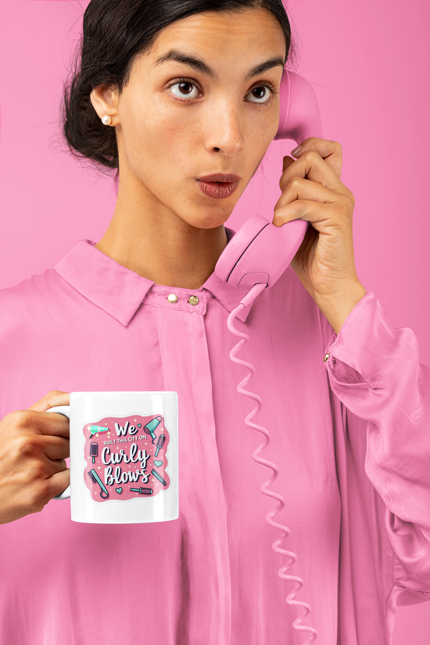 We Built This City On Curly Blows Mug - Mug - The Scouse Bird Shop perfect mug for hairdressers