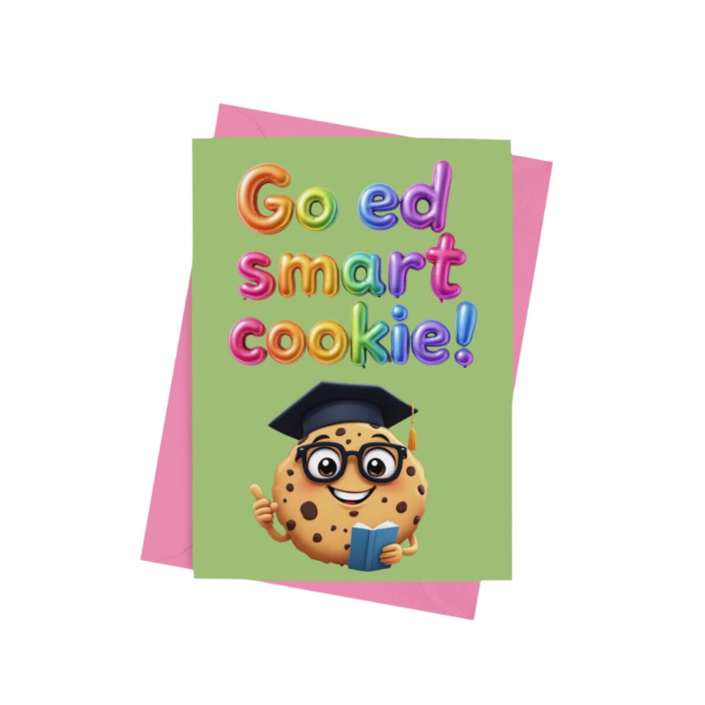 
                  
                    Go Ed, Smart Cookie! Congratulations Card – A5 greeting card with a fun, celebratory design, envelope included.
                  
                