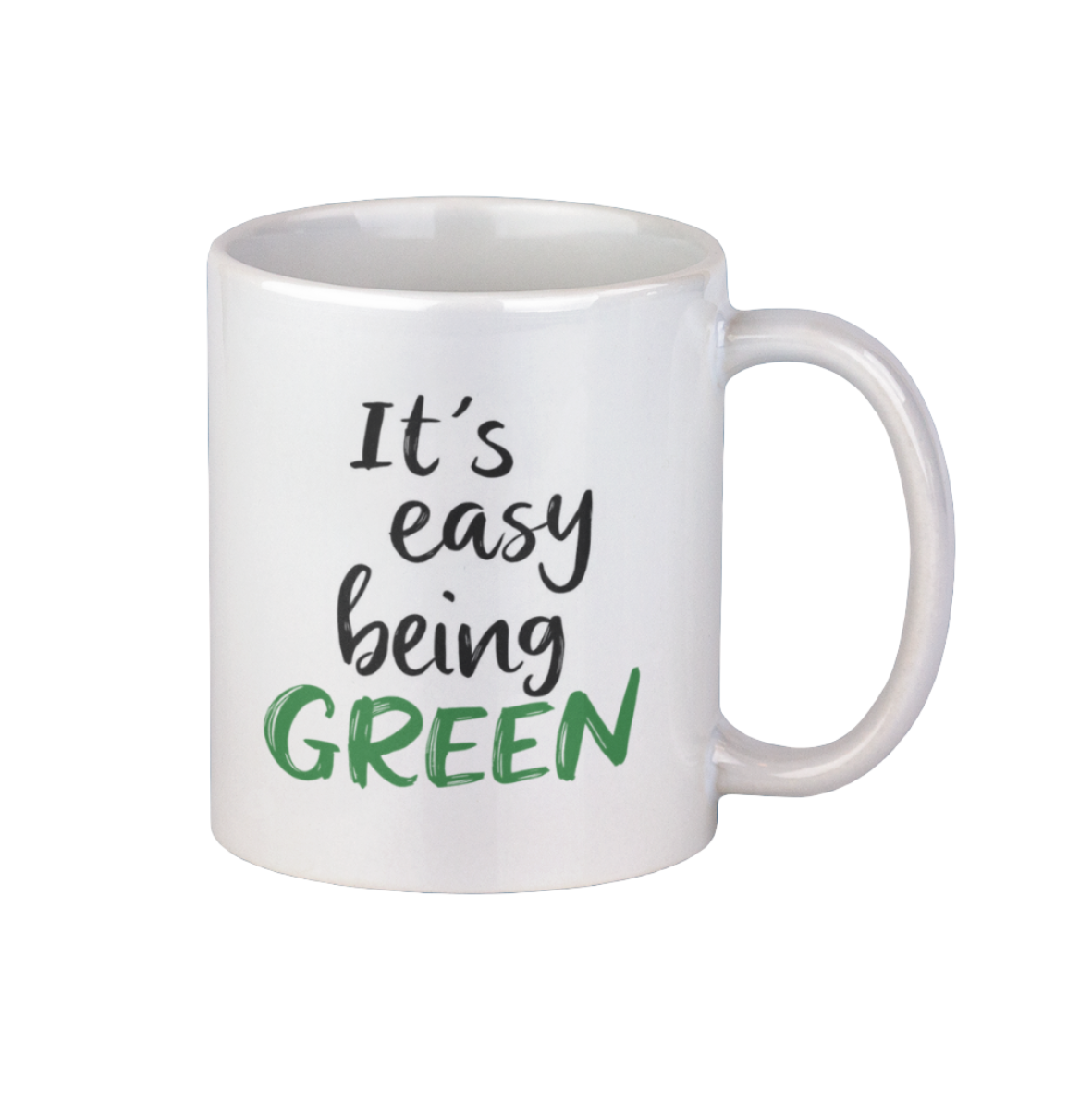 White mug with the phrase “It’s Easy Being Green” – funny Green Party political gift.
