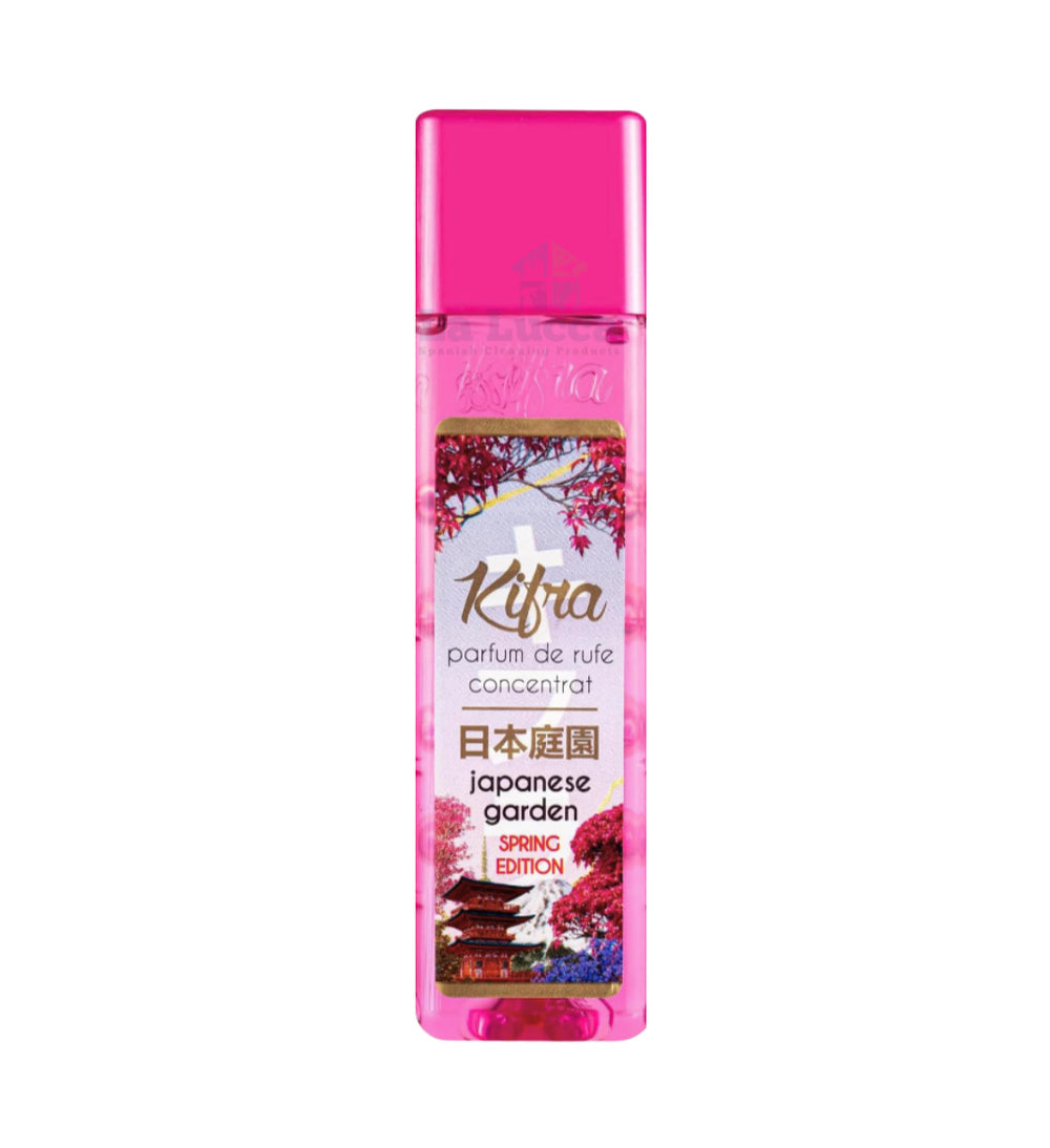 Bottle of Kifra Japanese Garden laundry perfume – soft floral scent, 500ml, 80 washes.