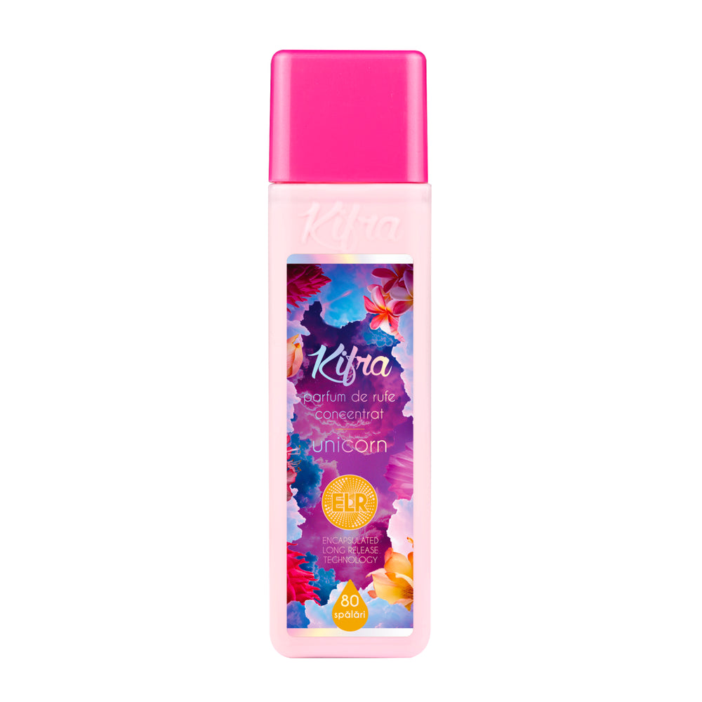 Bottle of Kifra Unicorn laundry perfume – sweet fruity Spanish laundry fragrance.