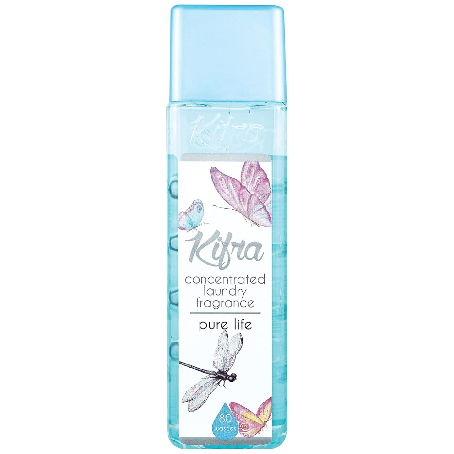 Kifra Pure Life laundry perfume bottle – clean fresh scent, 80 washes, strong fragrance.