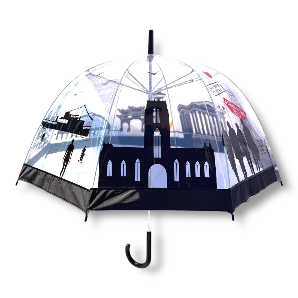 
                  
                    Liverpool Skyline Clear Umbrella Parasol style showing colourful skyline of liverpool including all iconic locations like Beatles lambana liver bird. great liverpool gift
                  
                
