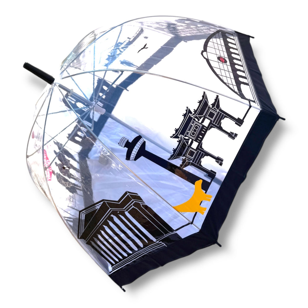 
                  
                    Liverpool Skyline Clear Umbrella Parasol style showing colourful skyline of liverpool including all iconic locations like Beatles lambana liver bird. great liverpool gift
                  
                