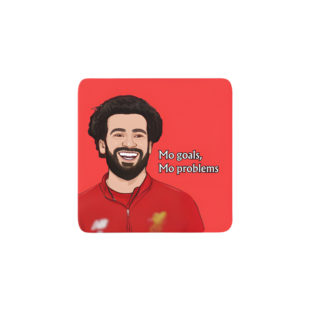 Mo Goals Mo Problems Mo Salah LFC Coaster – bold Liverpool FC themed coaster celebrating Mo Salah with a fun Scouse twist.