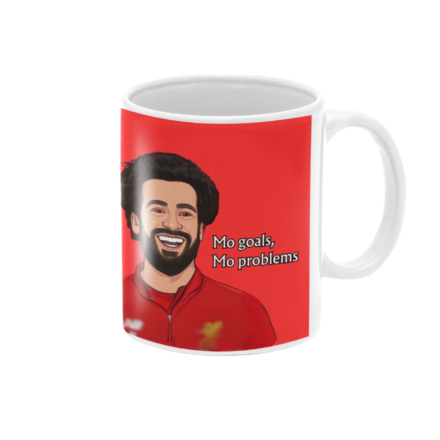  Mo Goals Mo Problems Mo Salah Mug – bold Liverpool FC themed mug celebrating Mo Salah with a fun Scouse twist.