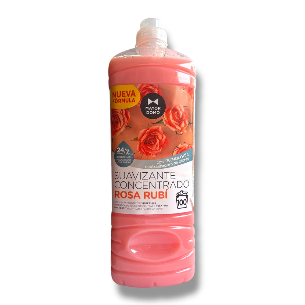 Mayor Domo Rosa Rubi Fabric Softener 2L – Spanish floral fabric conditioner for soft, fresh-smelling laundry.