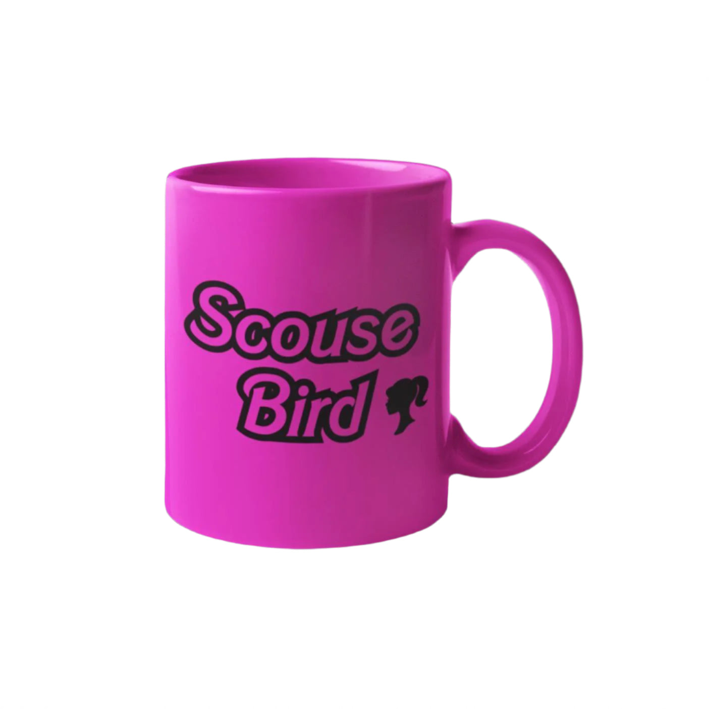 Scouse Bird Barbie Mug – bold pink ceramic mug celebrating Scouse glamour and attitude.