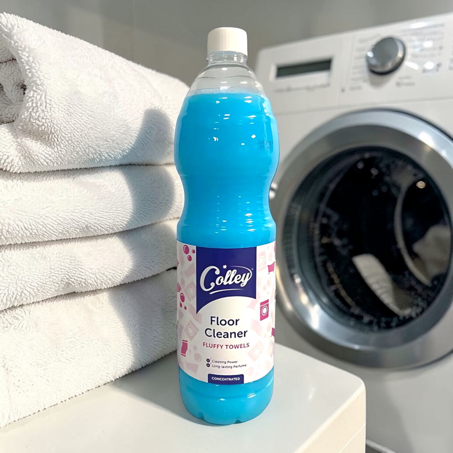 Scouse Bird Shop Colley Floor Cleaner in Fluffy Towels scent, 1.5L blue concentrated liquid.