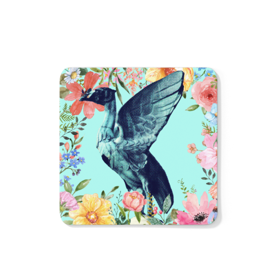 Retro Floral Liver Bird Coaster