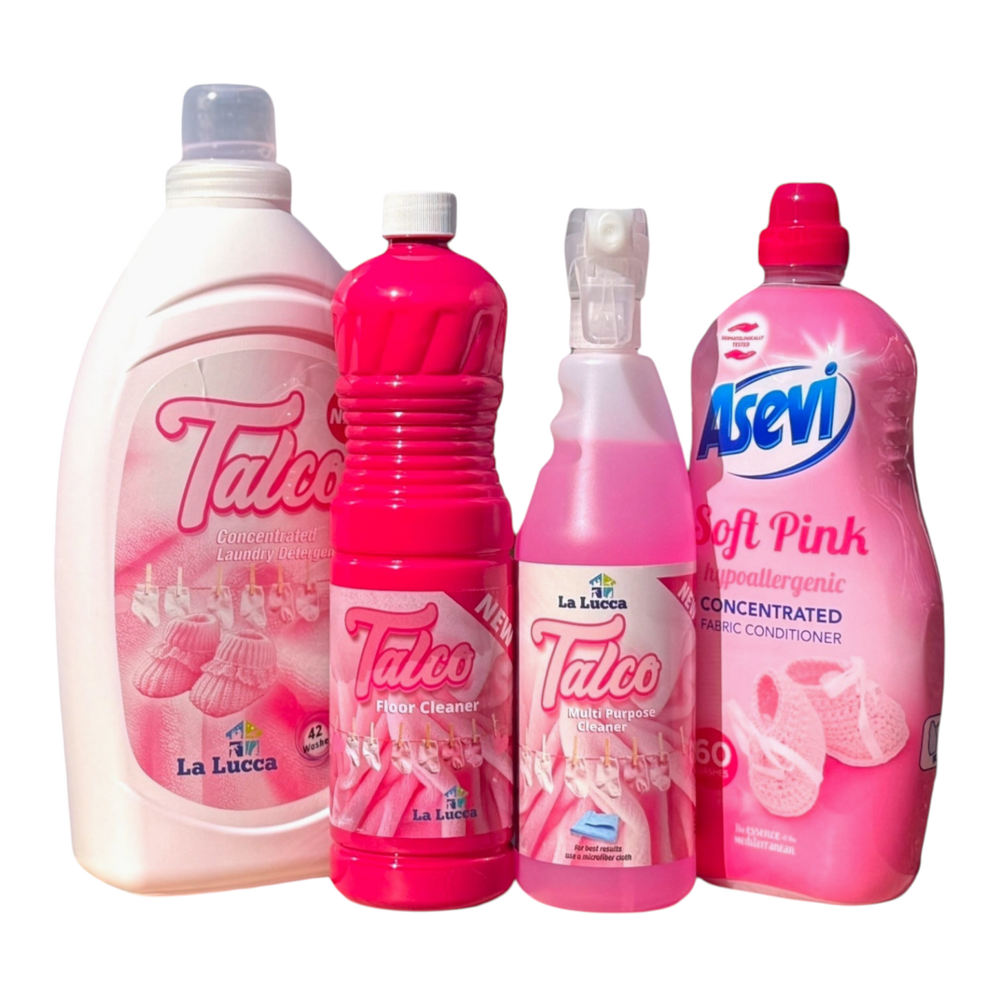 Pink Spanish cleaning bundle with talco rosa scent