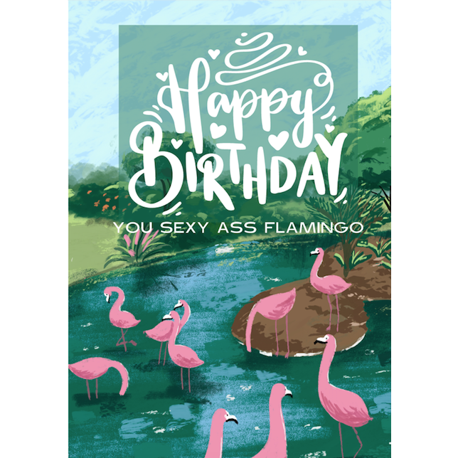 Happy Birthday You Sexy Ass Flamingo Card