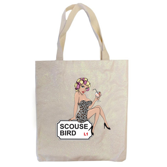 Scouse Bird Logo Glitter Tote Bag