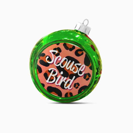 Scouse Bird Leopard Print Christmas Tree Bauble
