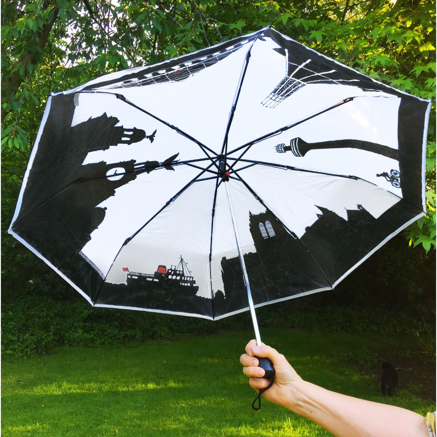 liverpool umbrella fold away skyline weather rain england city novelty 