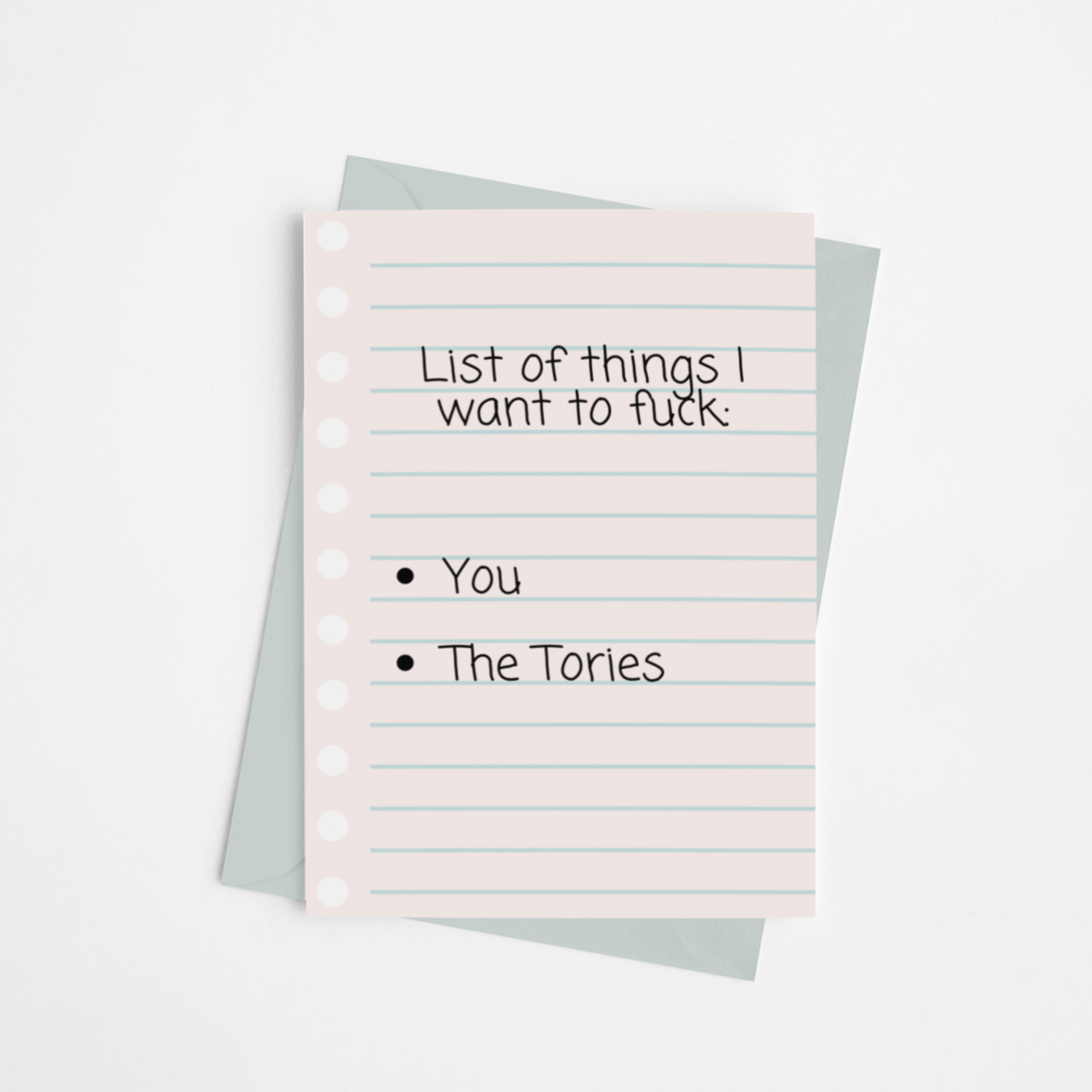 List of Things I Want to Fuck Valentines Card